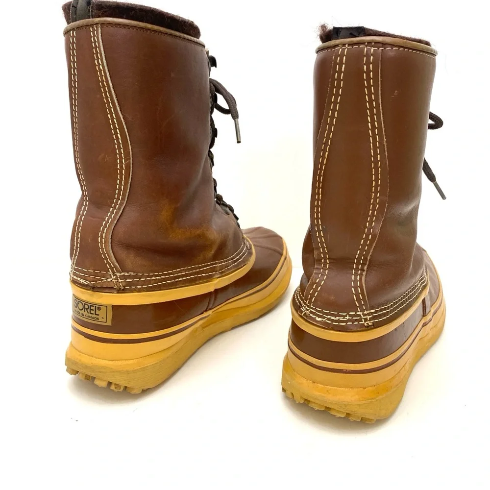 Sorel Men's Kaufman Arctic Wool Lined Brown Leather Winter Boots (Boots Only)